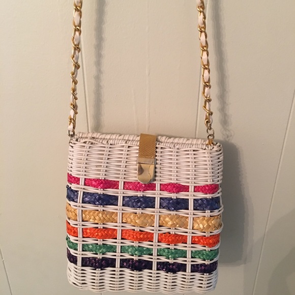 Handbags - Vintage 50s-60s wicker Crossbody Purse